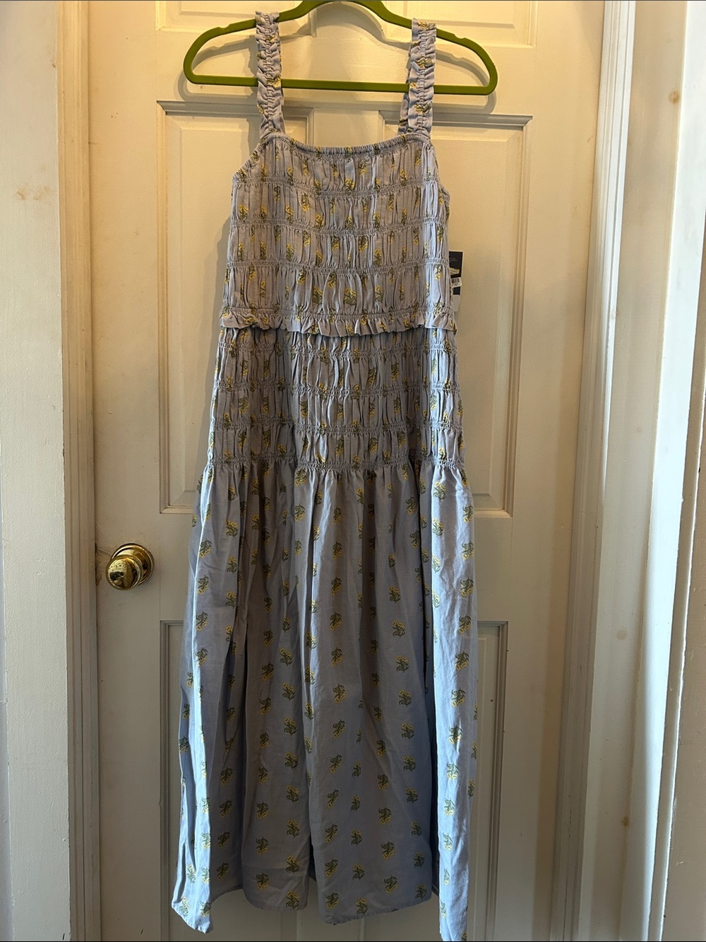 Universal Thread Light Blue Maxi Dress with Yellow Print